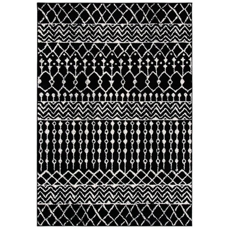 Safavieh 5 ft.-3 in. x 7 ft.-6 in. Tulum 200 Power Loomed Rectangle RugBlack & Ivory TUL270Z-5